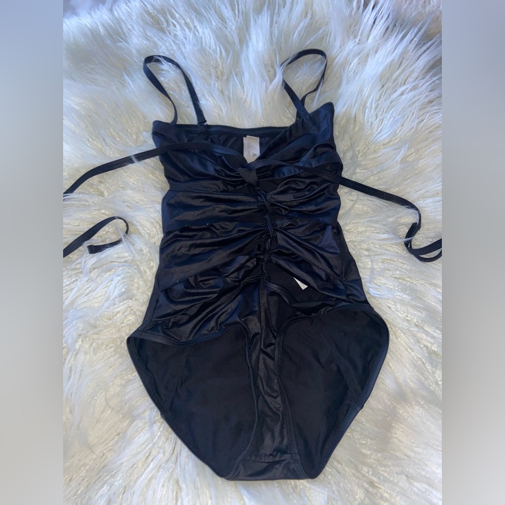 Adidas by Stella McCartney Black Ruched One Piece Swimsuit - Picture 1 of 4